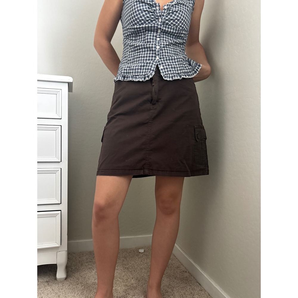 Croft & Barrow Brown Cargo Mini Skirt‎ Stretch Utility Y2K Size 10